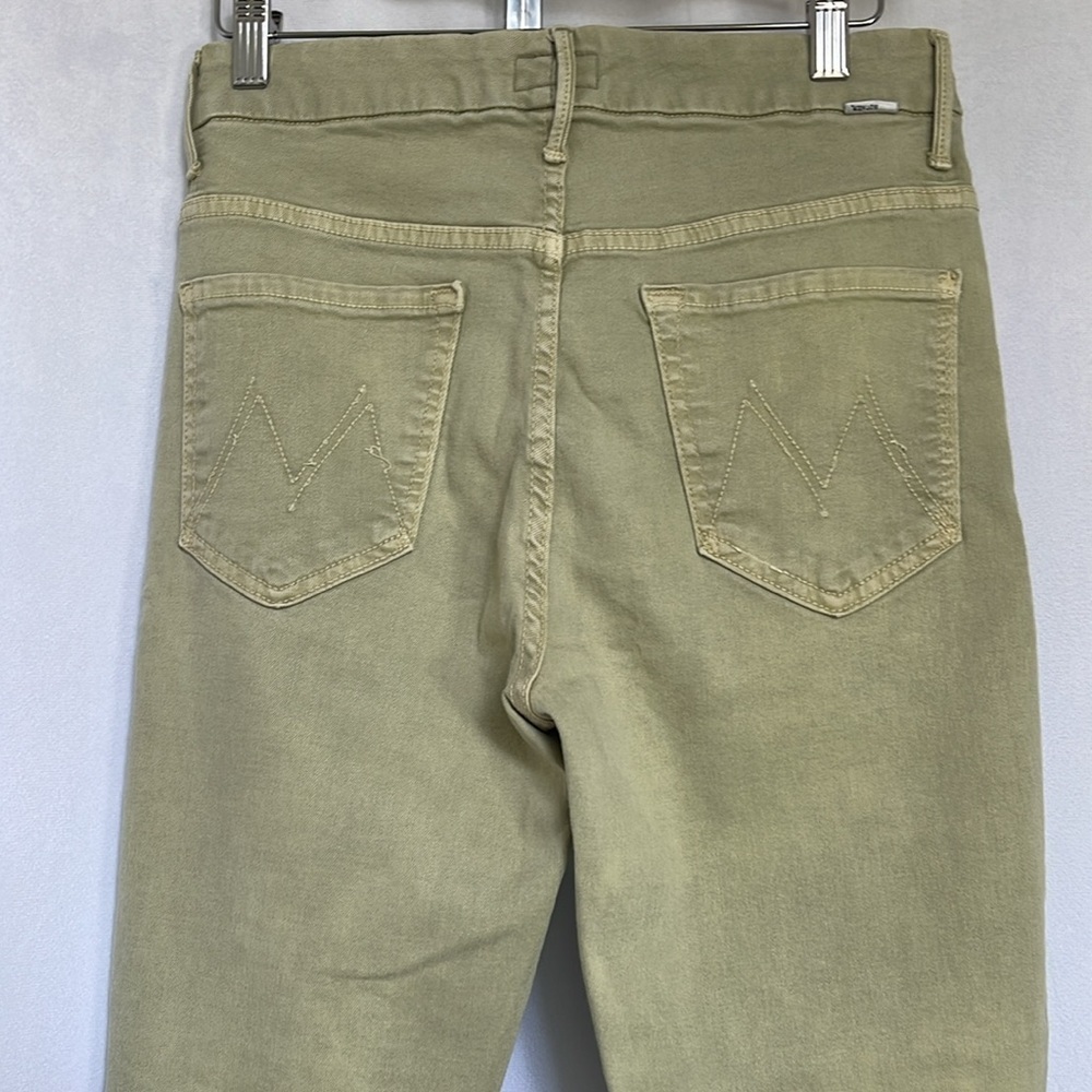 Mother High Waisted Hi Rise Looker Ankle Fray Denim Jeans Size 28 in Army Green - Picture 7 of 15